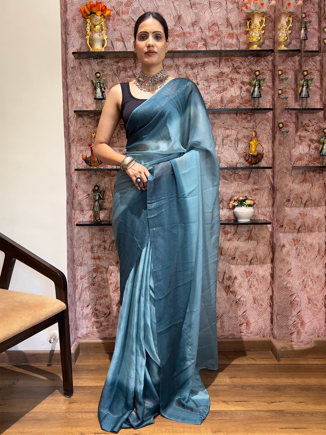 

LeeliPeeri Designer Ombre Ready to Wear Saree, Blue