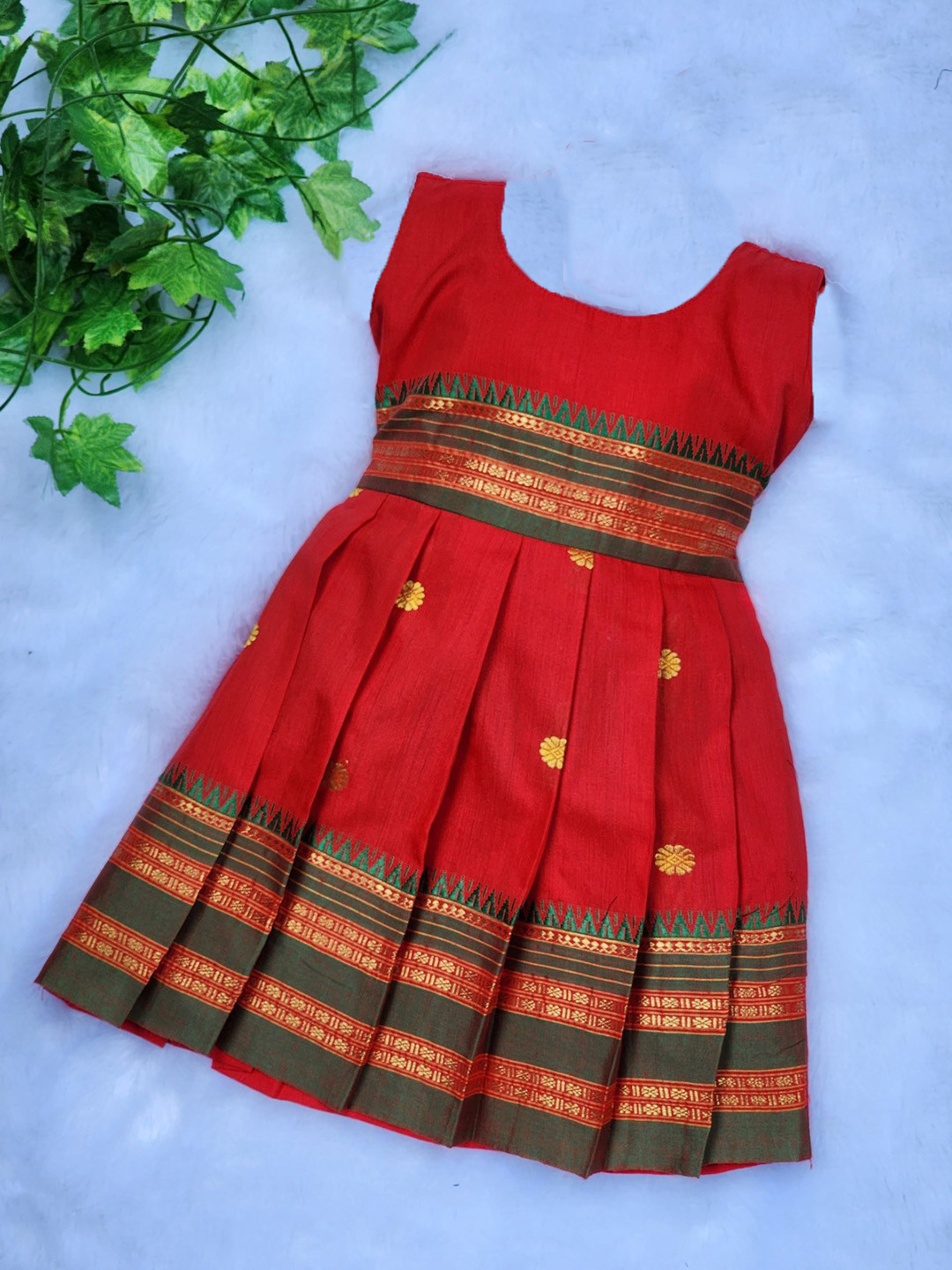 

BAESD Infant Girls Buttti Design Fit & Flared Maxi Ethnic Dresses, Red