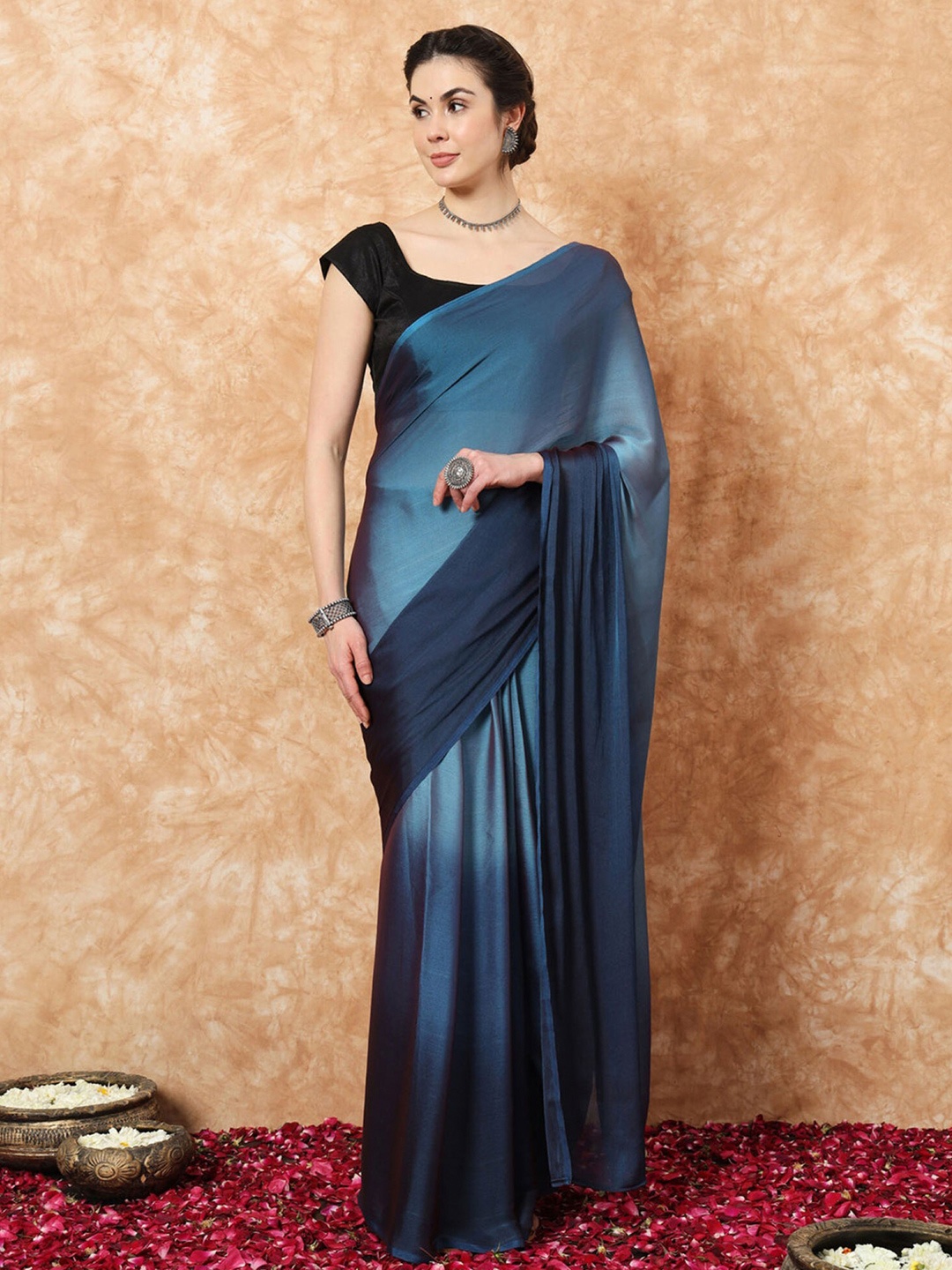 

LeeliPeeri Designer Ombre Dyed Ready to Wear Saree, Blue