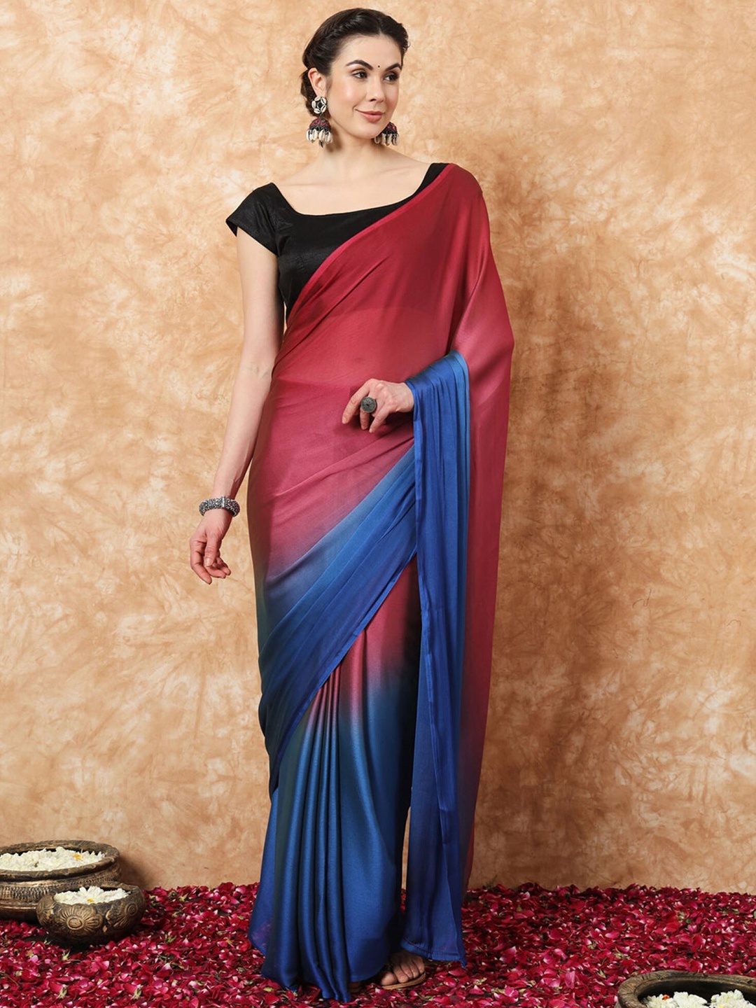 

LeeliPeeri Designer Ombre Dyed Ready to Wear Saree, Pink