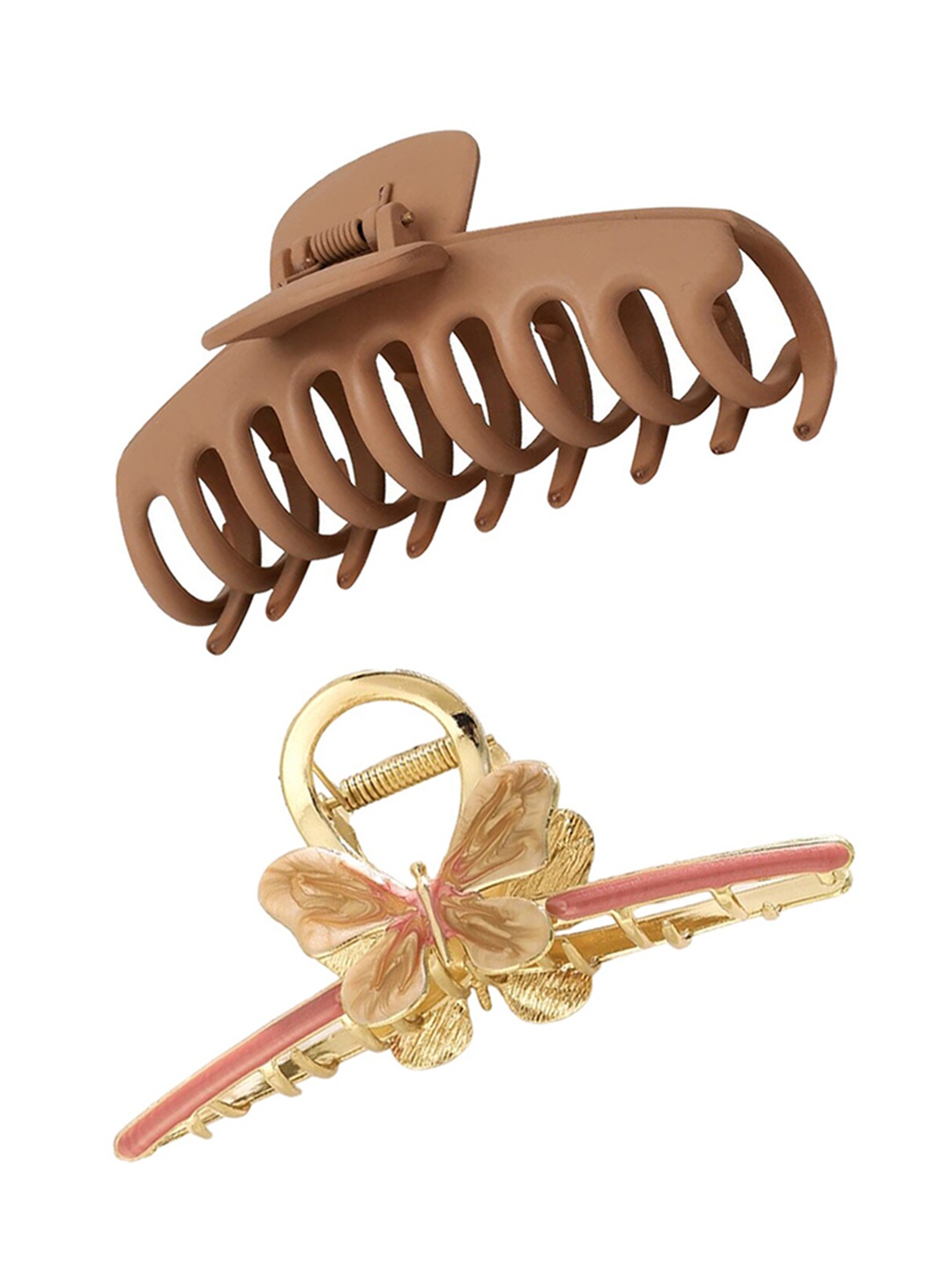 

Xivir Set of 2 Butterfly & Jumbo Claw Clips, Brown