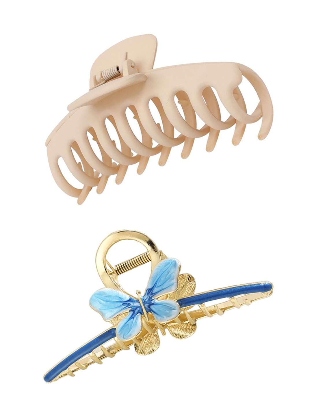 

Xivir Set of 2 Butterfly & Jumbo Claw Clips, Off white