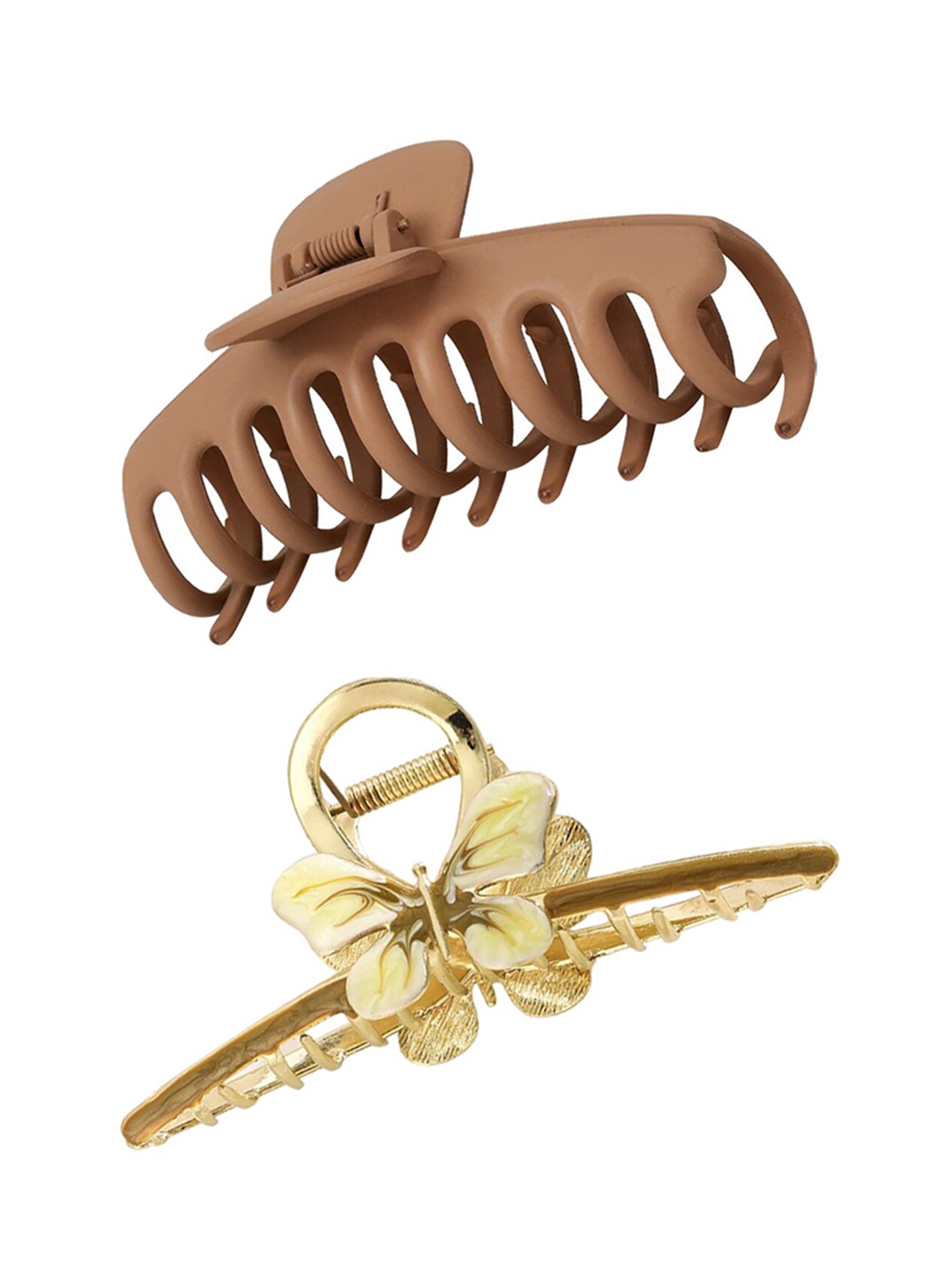 

Xivir Set of 2 Butterfly & Jumbo Claw Clips, Brown