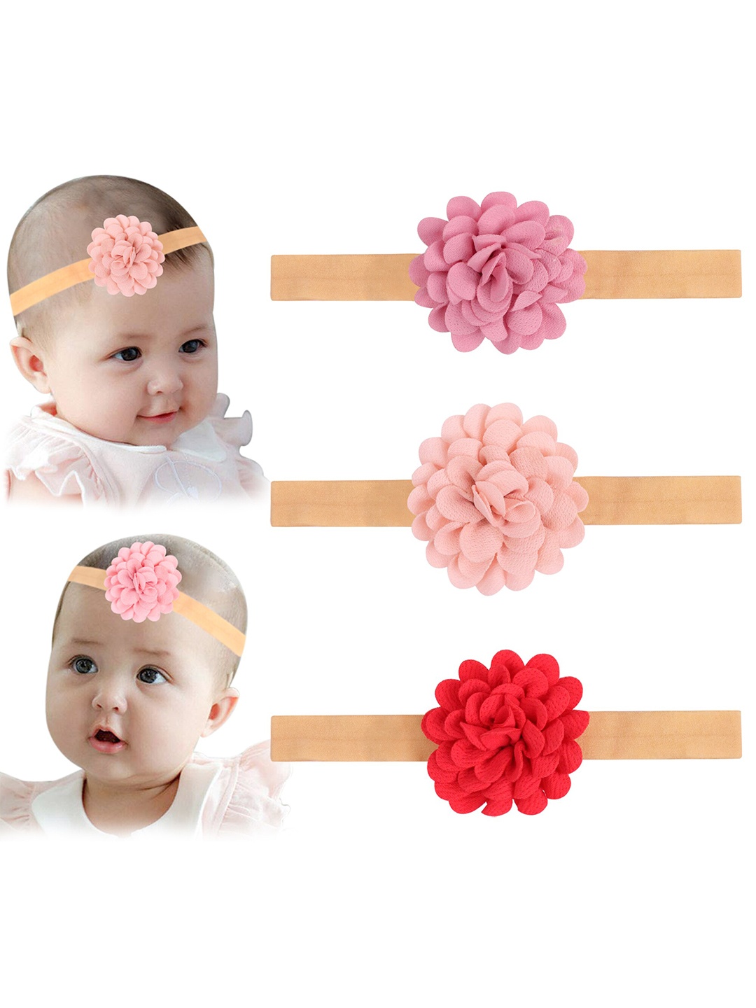 

Xivir Infants Girls Set Of 3 Assorted Floral Hairband