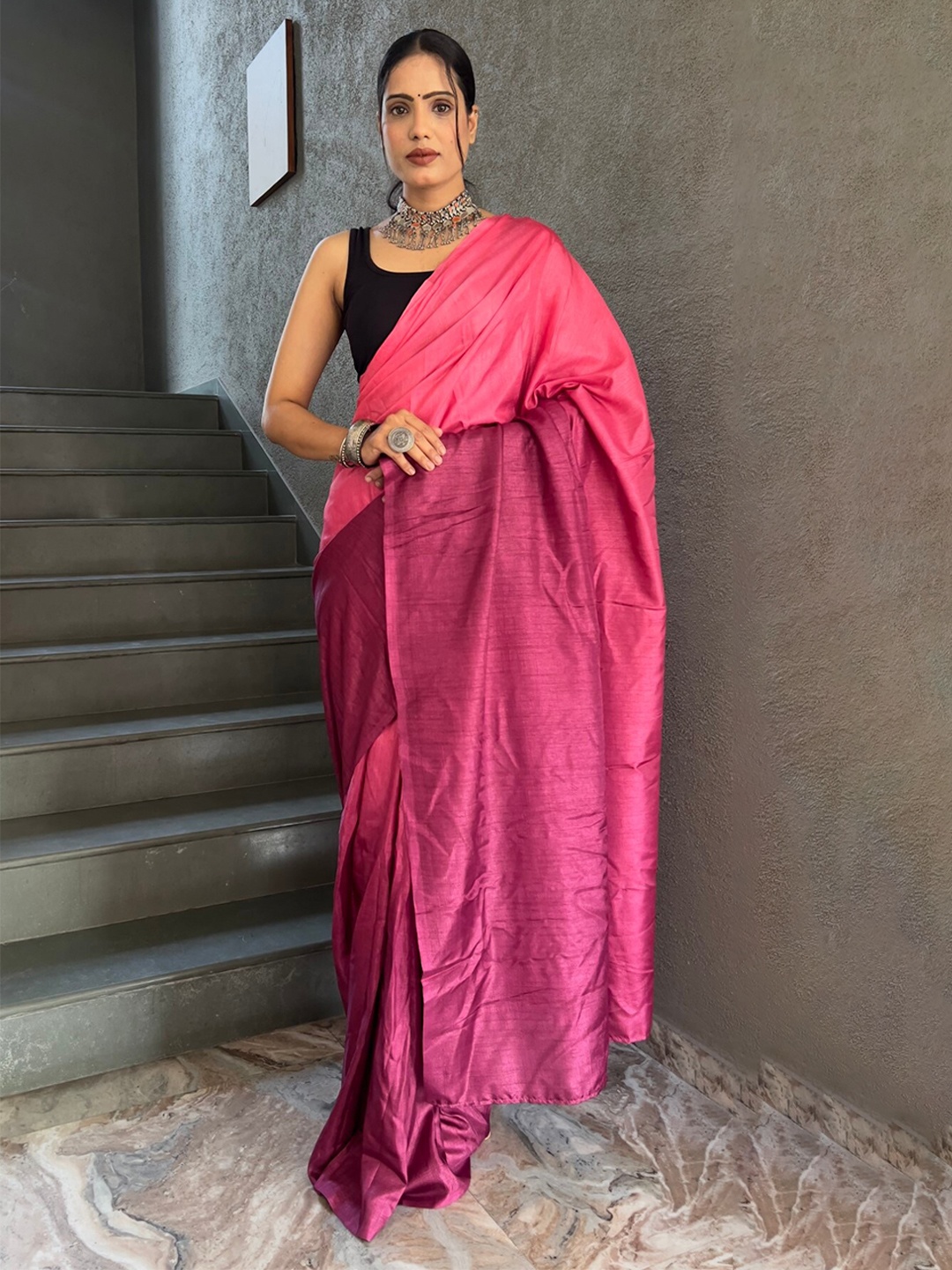 

LeeliPeeri Designer Ombre Dyed Ready to Wear Saree, Pink