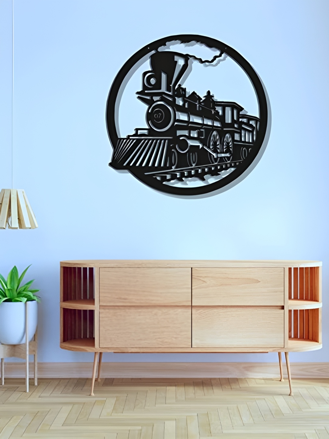 

Artrooms Train Metal Wall Art, Black