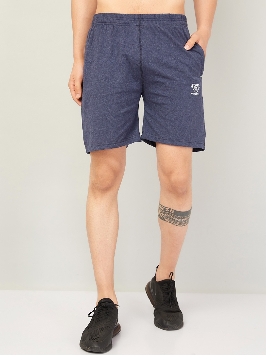 

WE PERFECT Men Mid Rise Cotton Sports Shorts, Blue