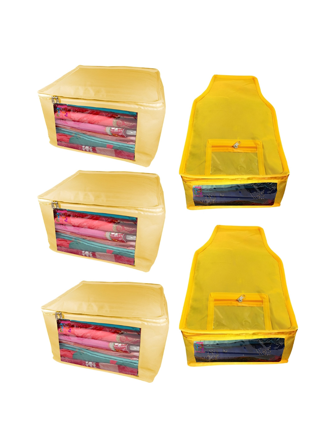 

Atorakushon Set of 5 Cream-Coloured Reusable Clothes Storage Bags Wardrobe Organisers
