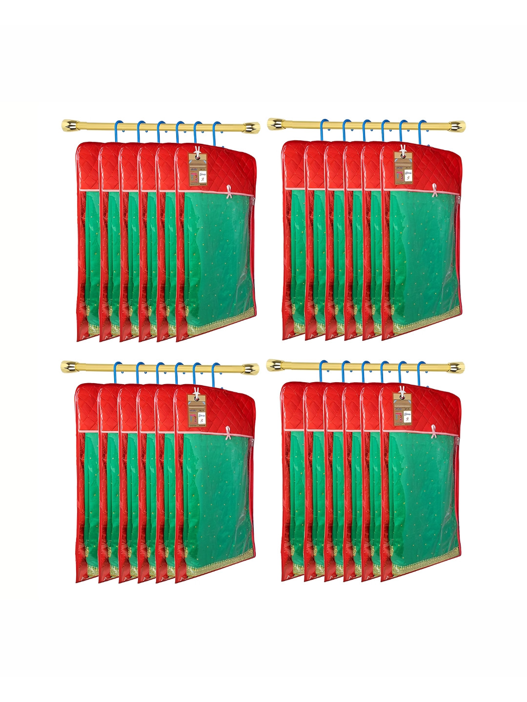 

atorakushon Maroon Set of 24 Reusable Hanging Clothes Storage Bags Wardrobe Organisers