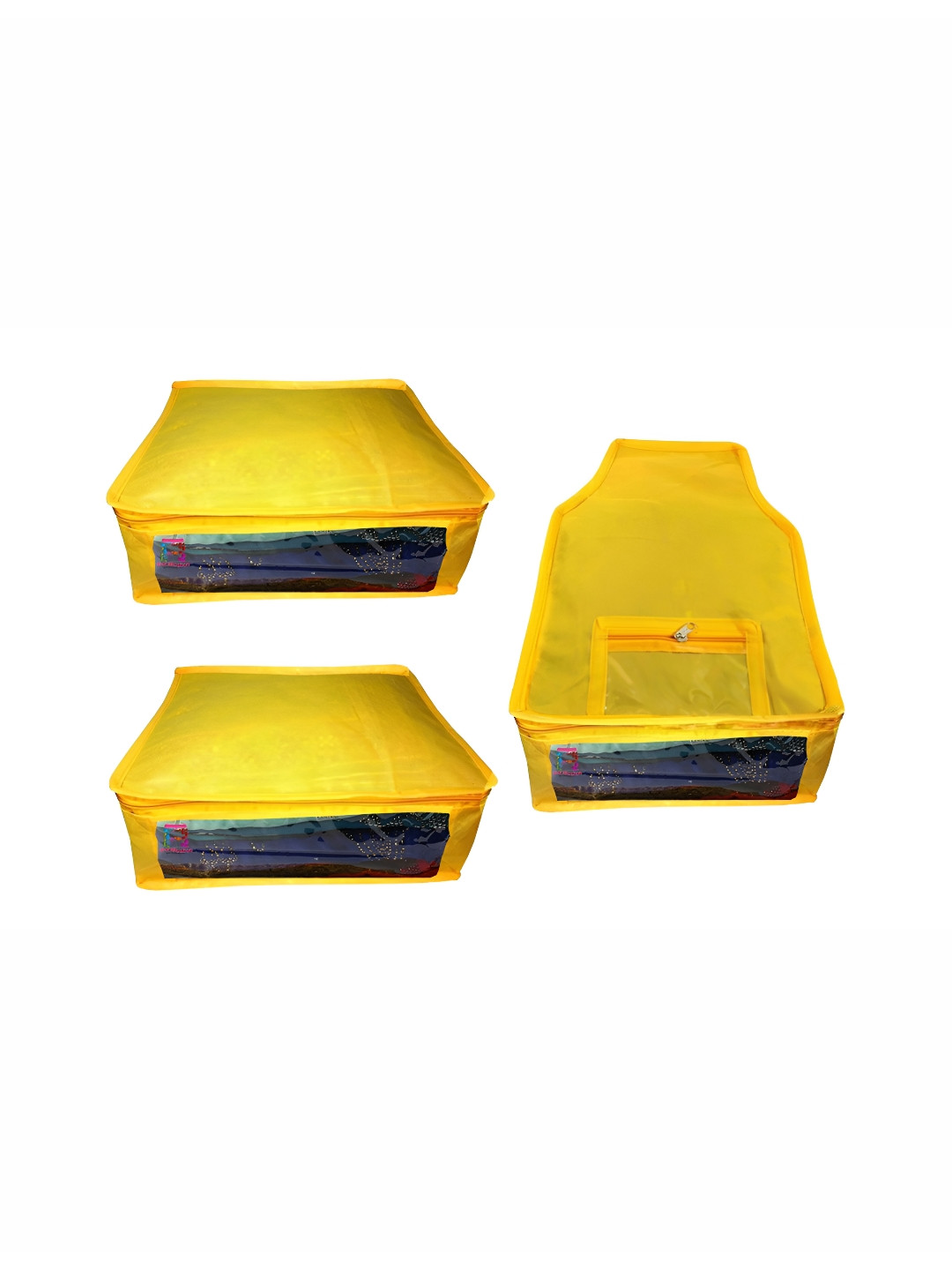 

ATORAKUSHON Yellow Set of 3 Reusable Clothes Storage Bags Wardrobe Organisers