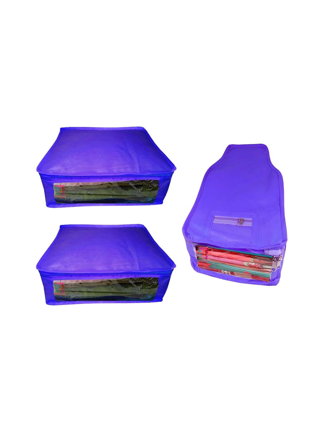 

atorakushon Blue 3Pcs Reusable Clothes Storage Wardrobe Organisers