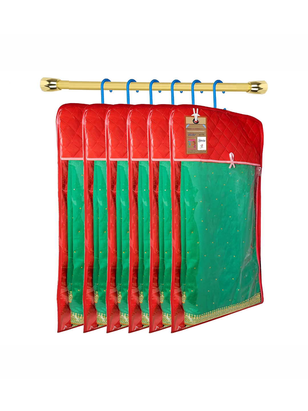 

atorakushon Set of 6 Maroon Reusable hanging Clothes Storage Bags Wardrobe Organisers