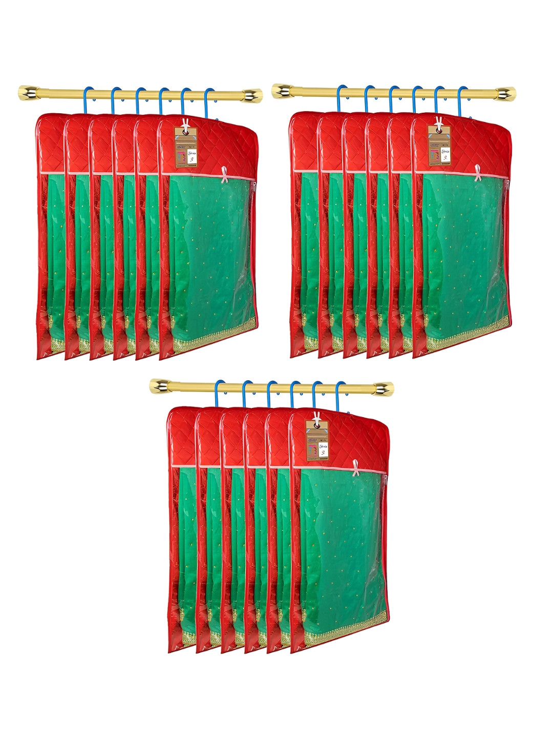 

atorakushon Maroon Set of 18 Reusable Hanging Clothes Storage Bags Wardrobe Organisers