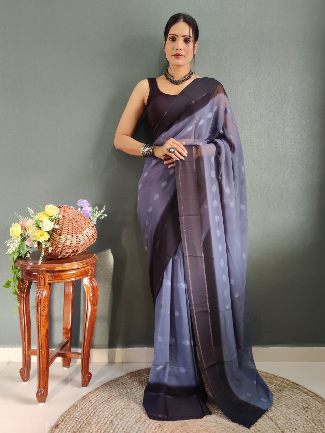 

LeeliPeeri Designer Woven Design Ready to Wear Saree, Blue
