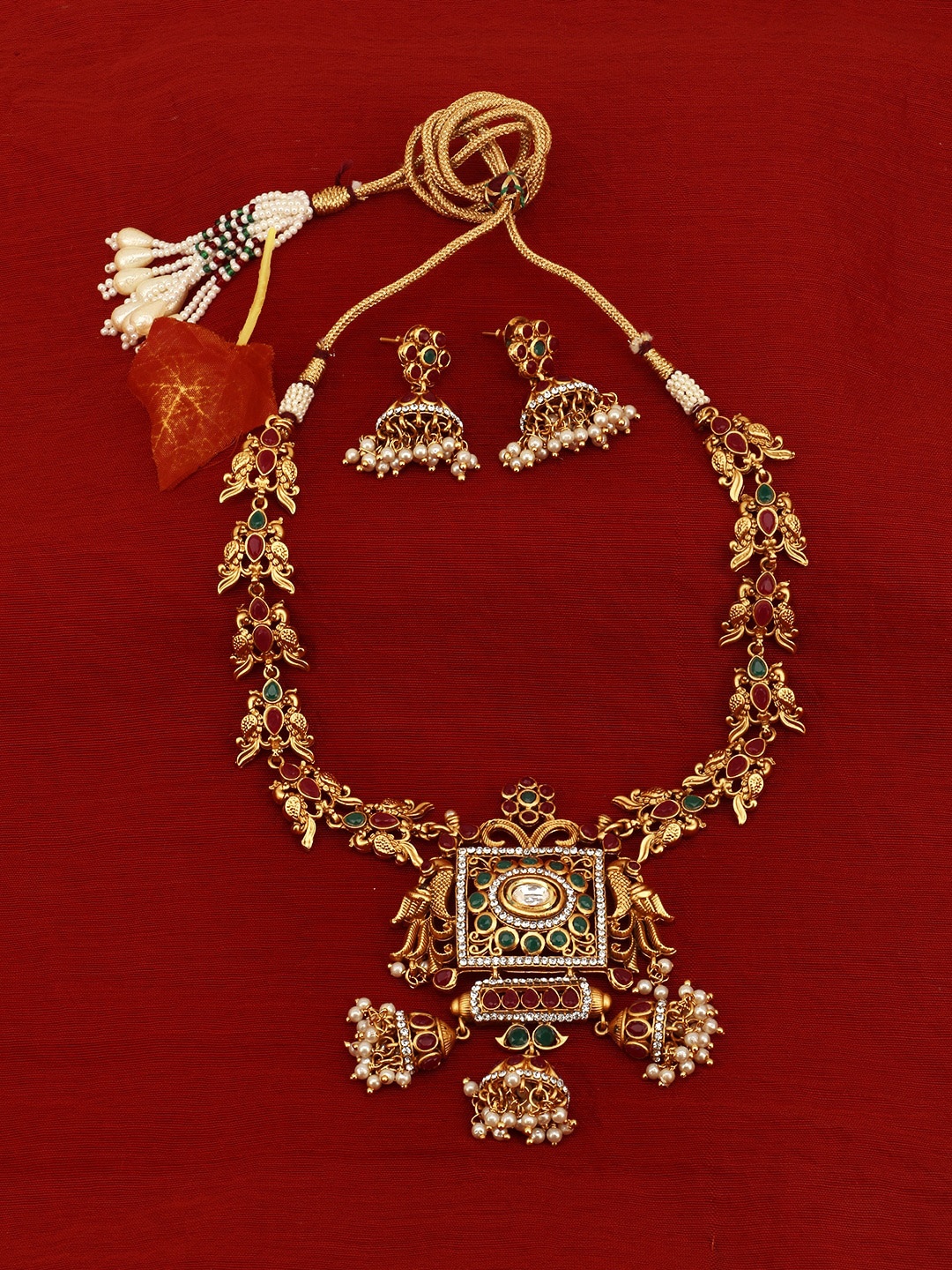 

Adwitiya Collection 24CT Gold-Plated Antique Jewellery Set