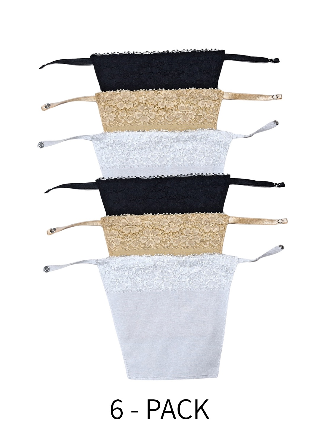 

Glamoras Pack Of 6 Stretchable Breathable Camisole, Black