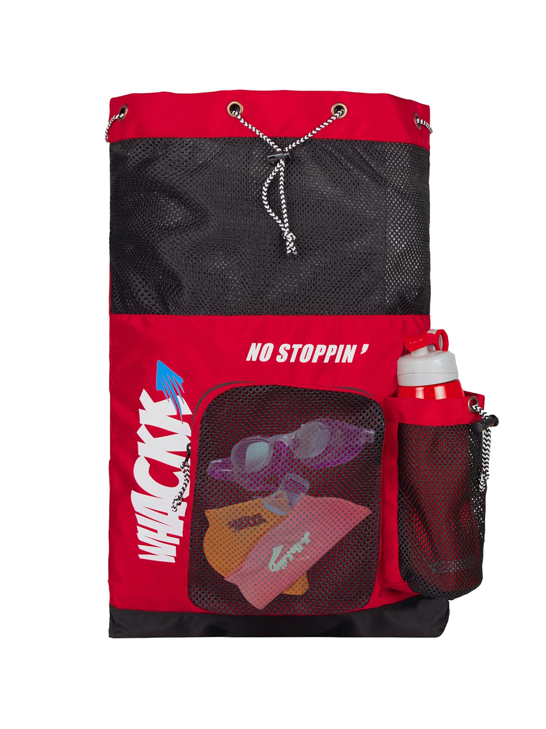 

Whackk Unisex Typography Printed Swimming Backpack Bag, Red