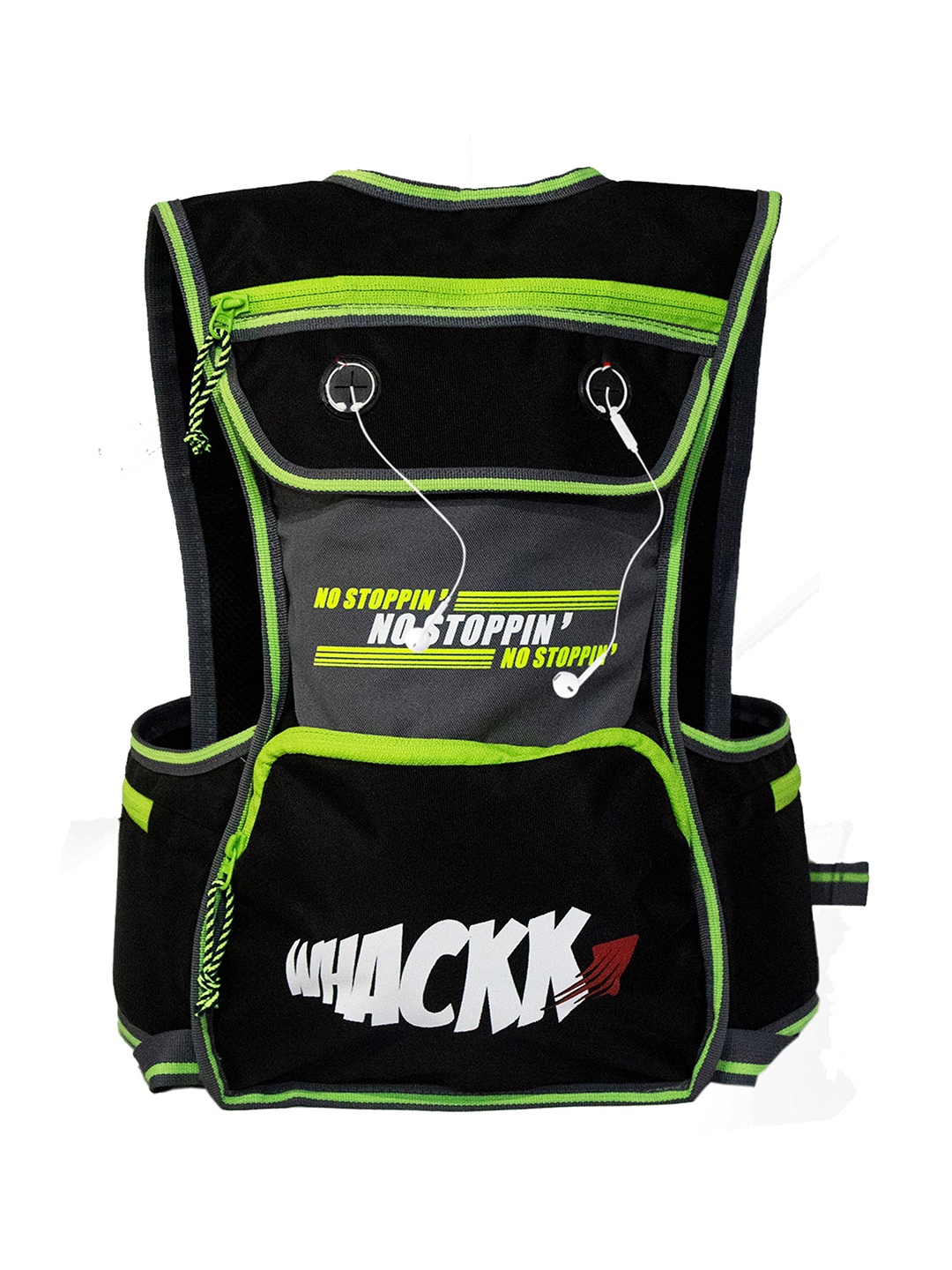 Whackk Unisex Brand Logo Ergonomic Backpack with Hip Strap, Green