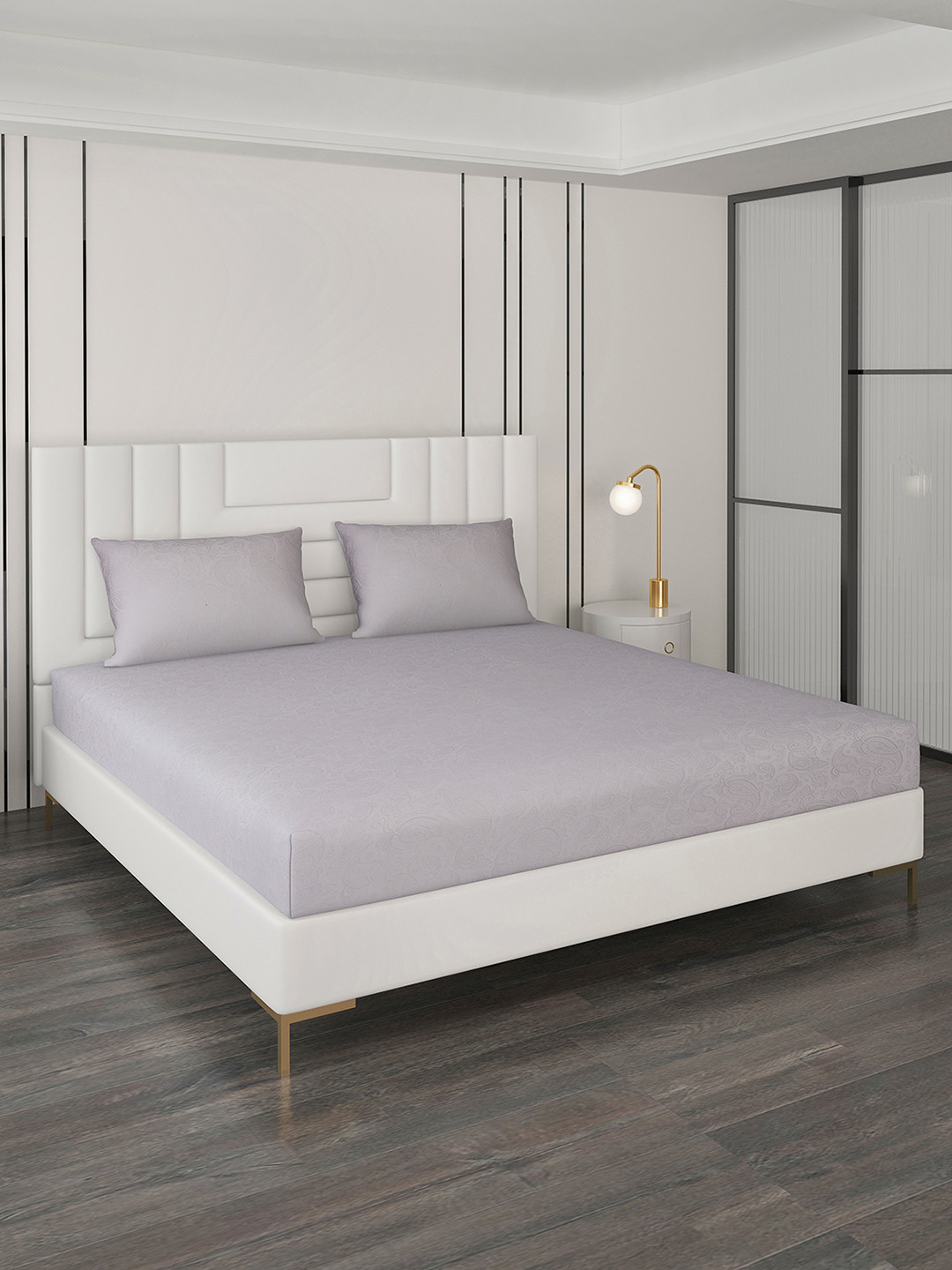 

Monte Carlo Lavender Ethnic Motifs Cotton 400 TC King Bedsheet With 2 Pillow Covers