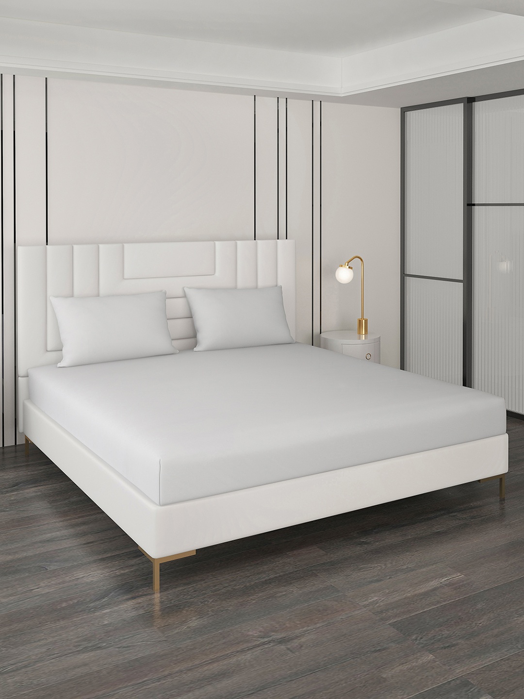

Monte Carlo Off White Cotton 400 TC King Bedsheet with 2 Pillow Covers