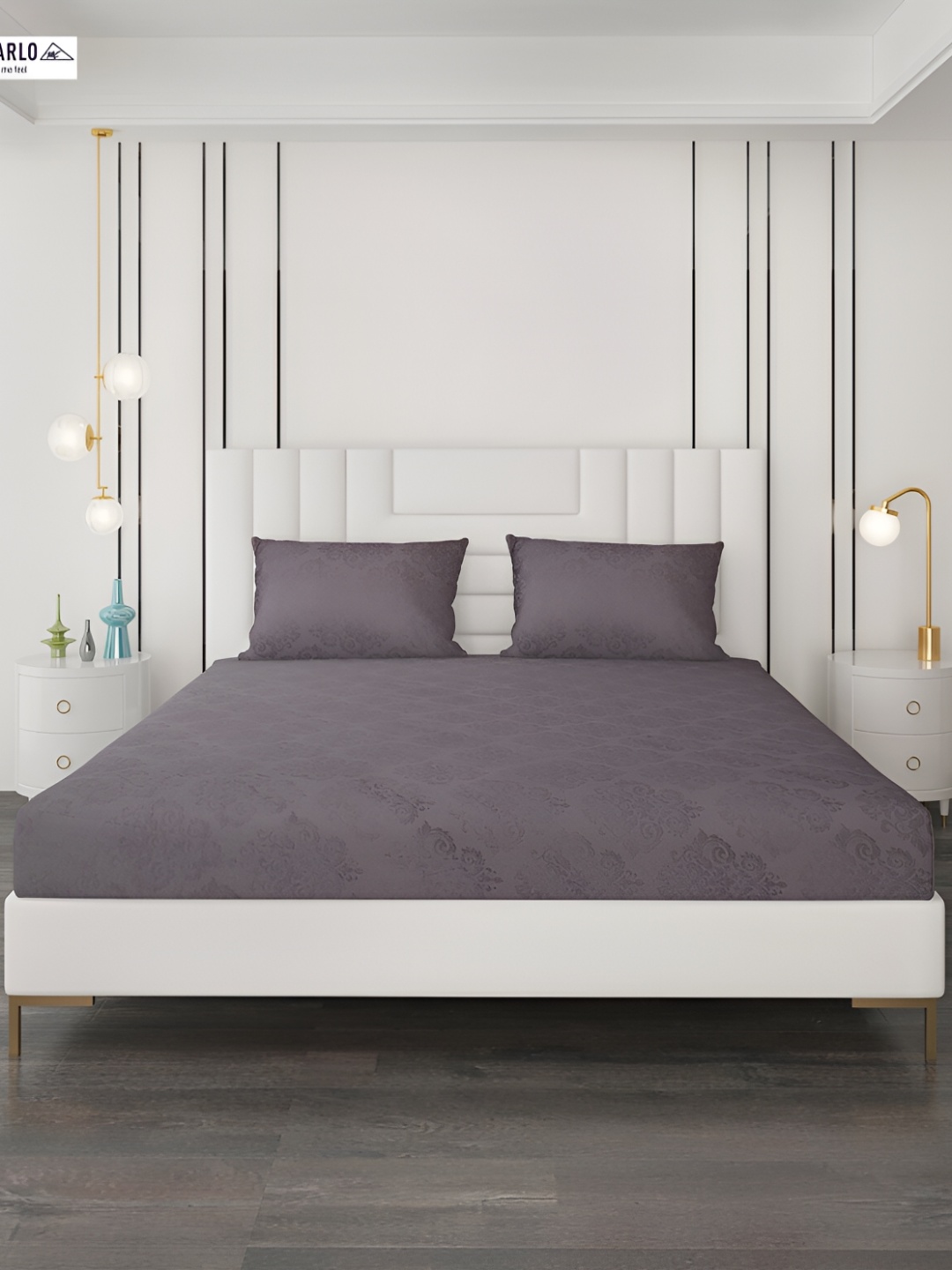 

Monte Carlo Grey Ethnic Motifs 400 TC King Bedsheet with 2 Pillow Covers