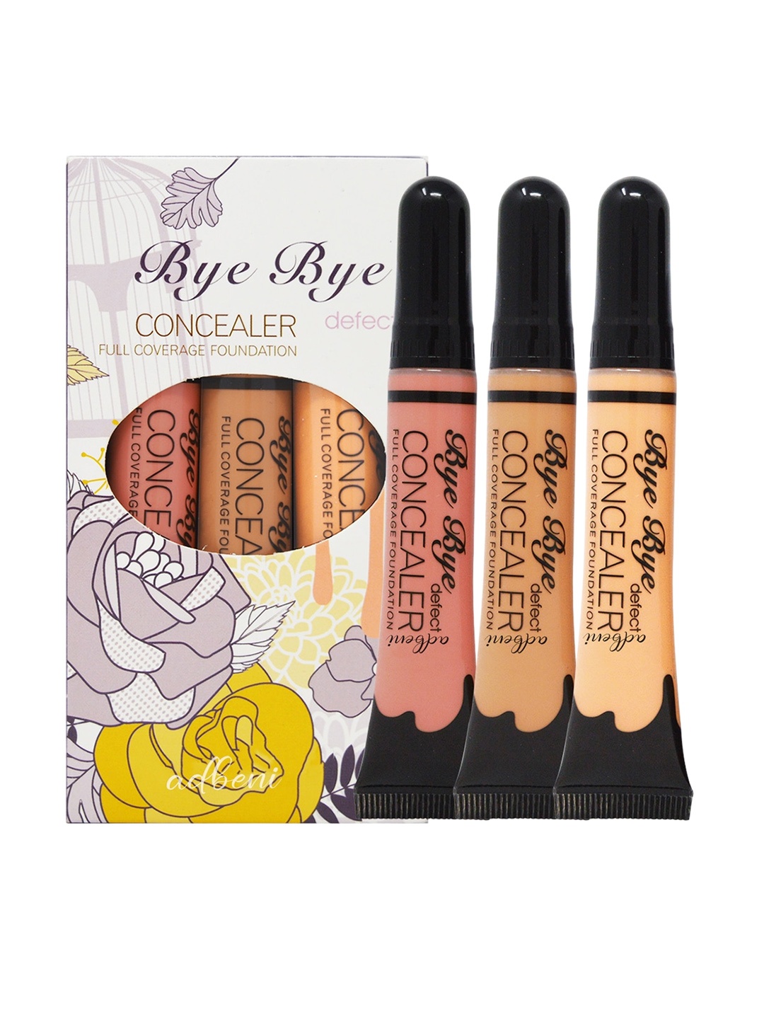 

Adbeni Set of 3 Bye-Bye Defect Full Coverage Flawless Matte Concealer 8 ml each - Shade C, Beige