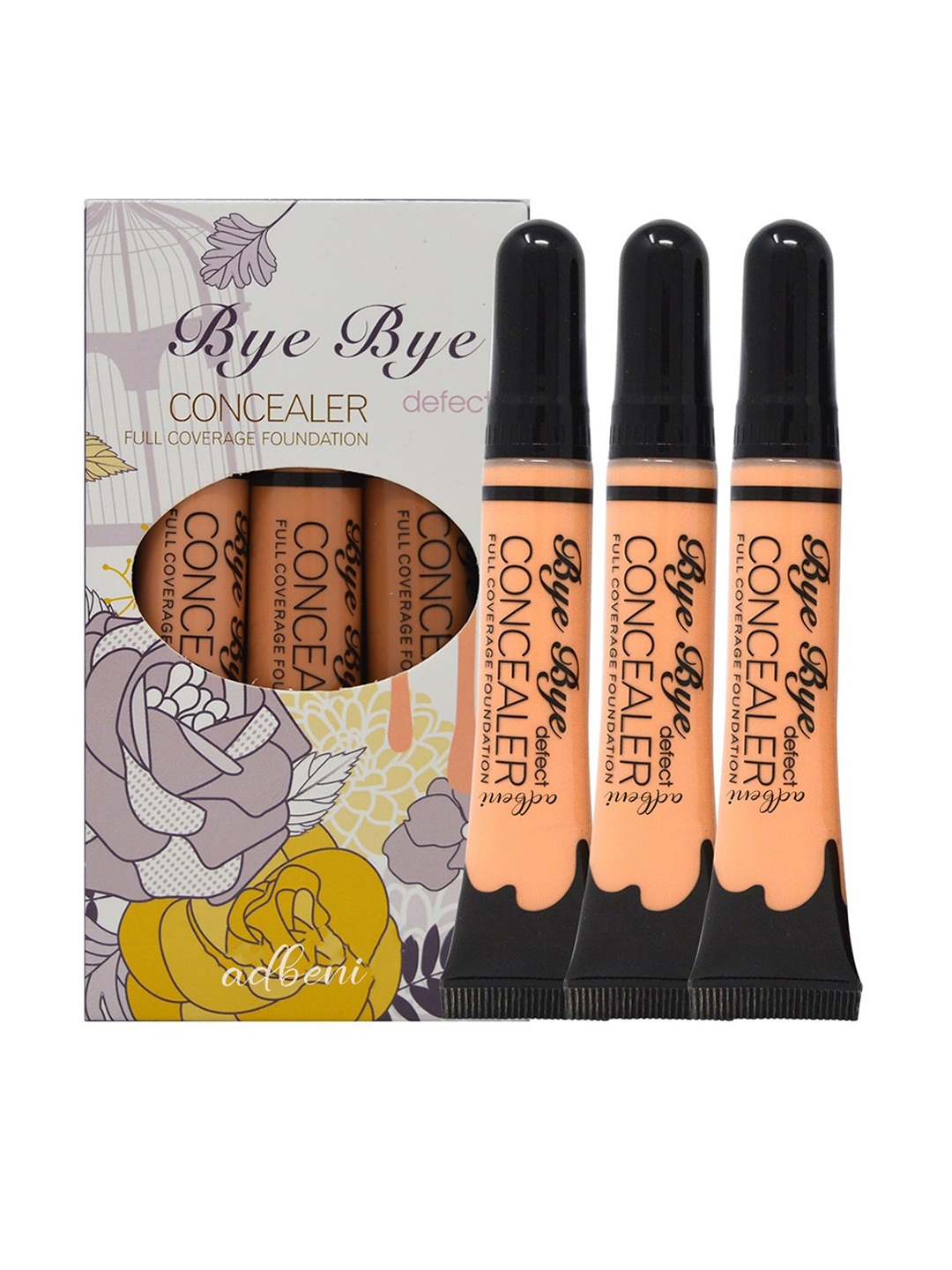 

Adbeni 3-Pcs Bye-Bye Defect Full Coverage Flawless Matte Concealer 8 ml each - Shade A-03, Peach