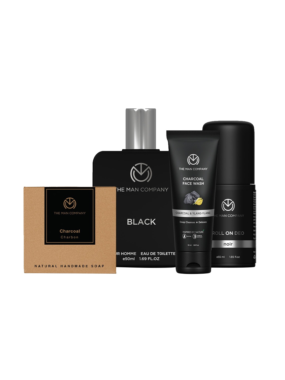 

THE MAN COMPANY Charcoal Face Wash, Soap, Black EDT & Noir Roll On Deo Gift Set