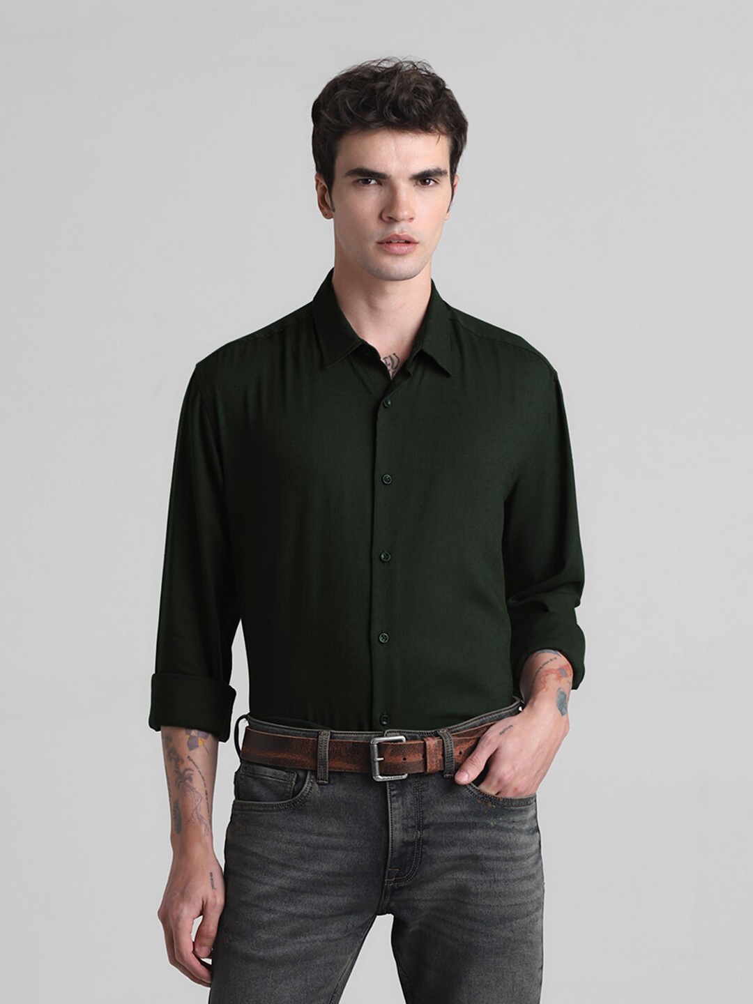 

Jack & Jones Spread Collar Casual Shirt, Green