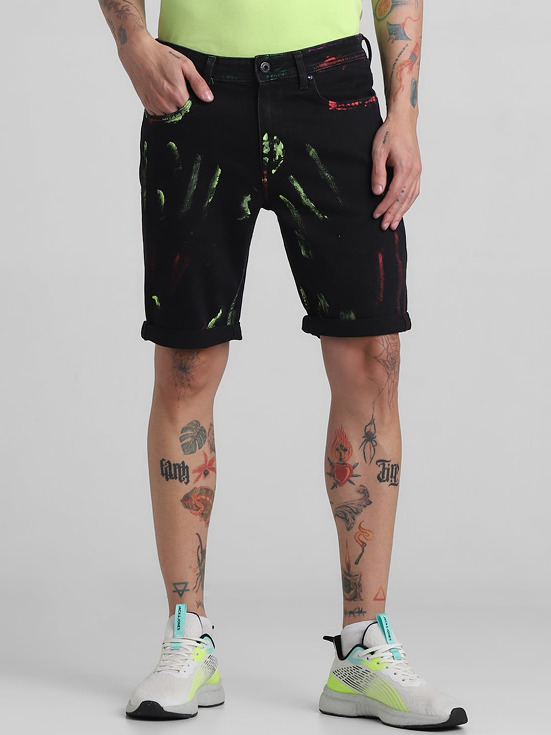 

Jack & Jones Men Printed Low-Rise Shorts, Black