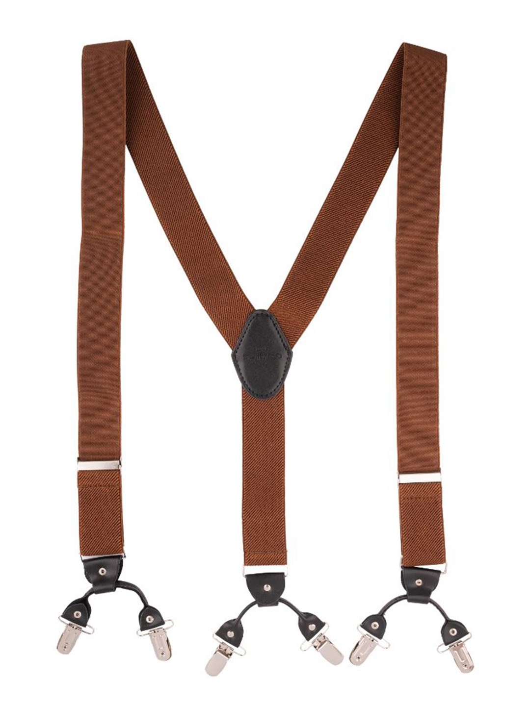 

The Tie Hub Men Textured Metal Clip Adjustable Suspenders, Brown