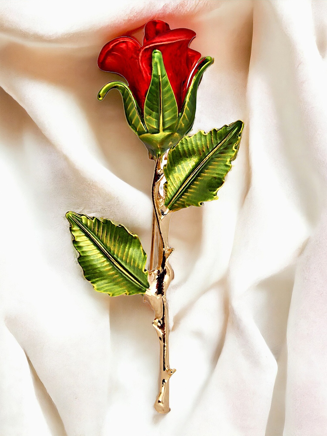 

LUCKY JEWELLERY Unisex Gold-Plated Rose Flower Brooch