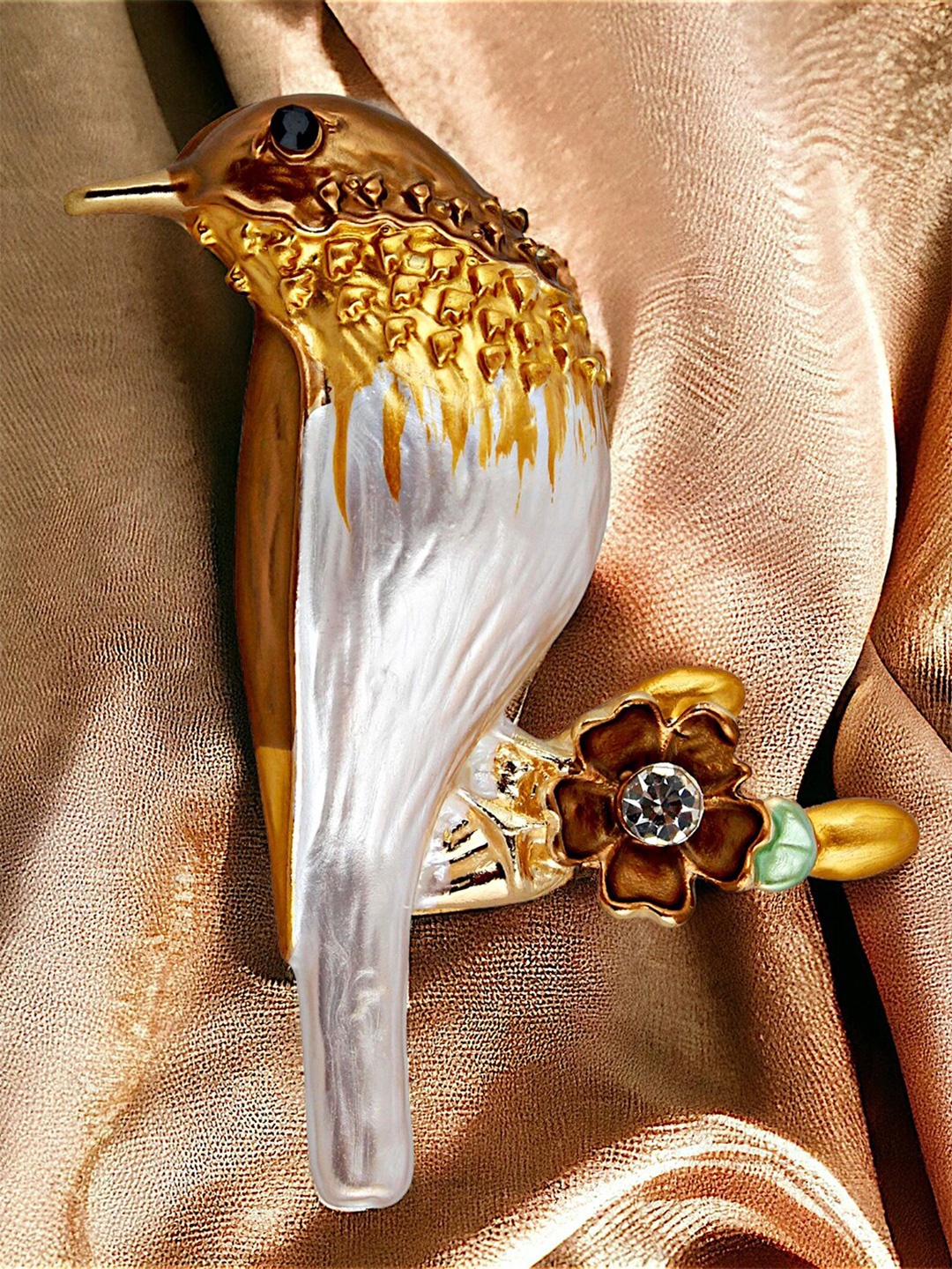 

LUCKY JEWELLERY Unisex Gold-Plated Bird Brooch