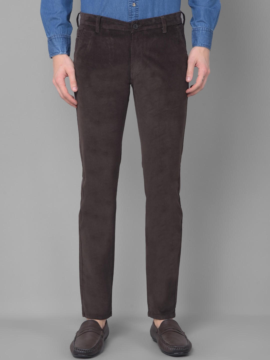 

American Archer Men Textured Smart Slim Fit Wrinkle Free Corduroy Trousers, Olive