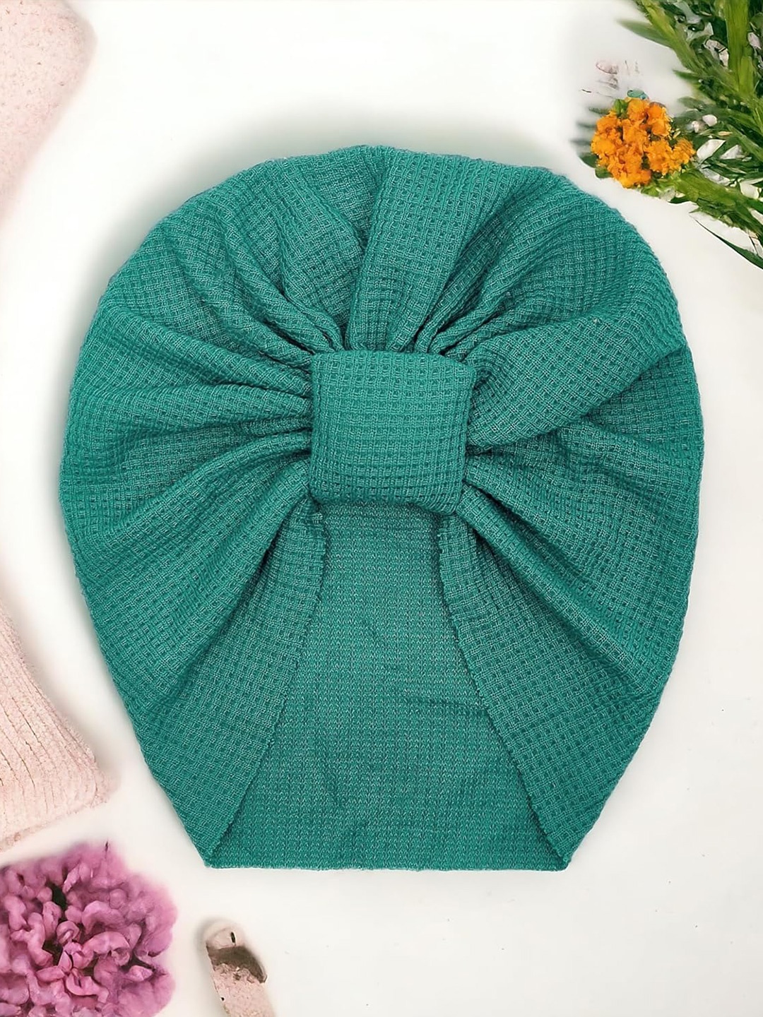 

ANNA CREATIONS Infant Girls Cotton Turban Beanie Cap, Green