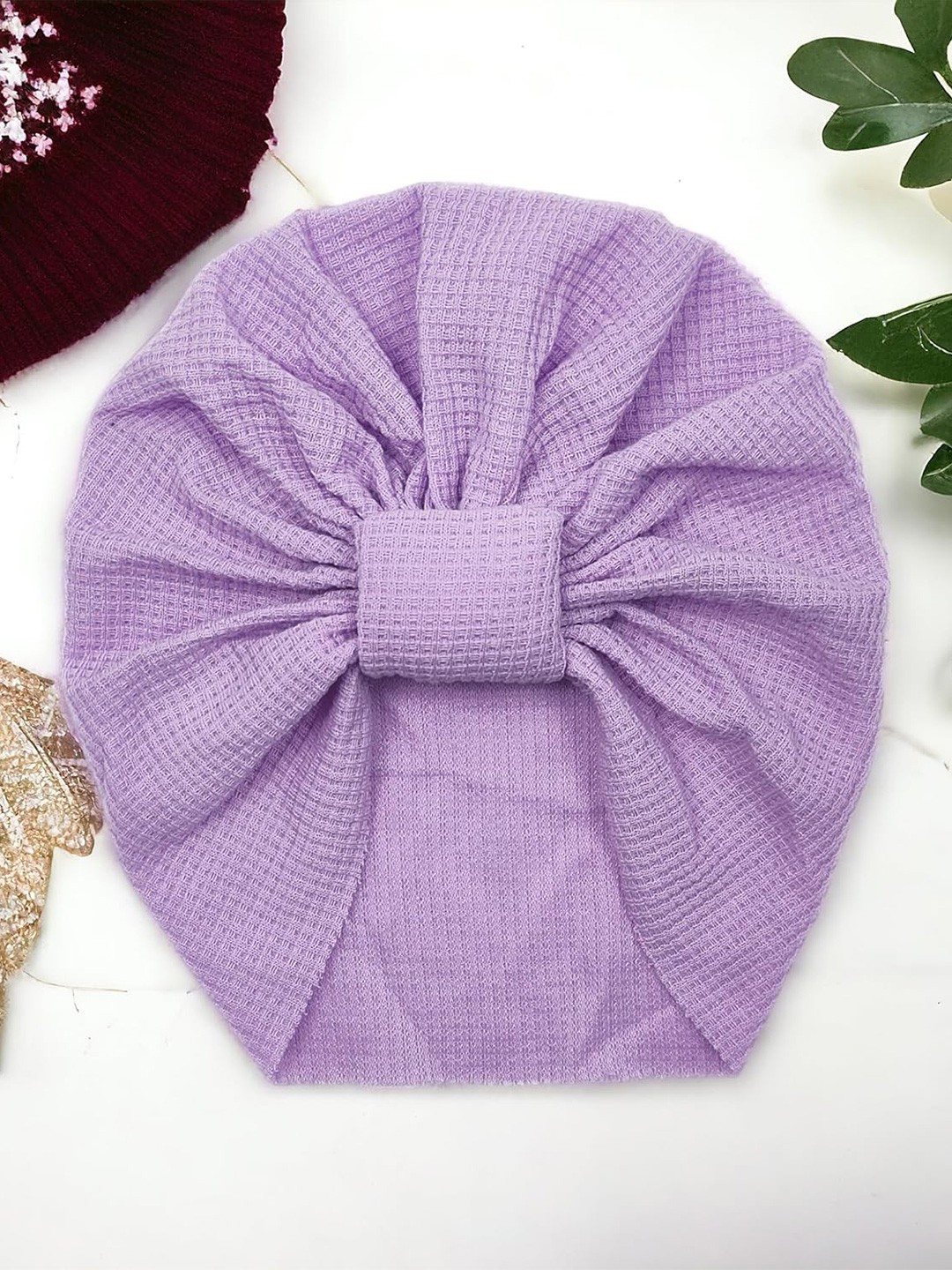 

ANNA CREATIONS Infant Girls Cotton Turban Beanie Cap, Purple
