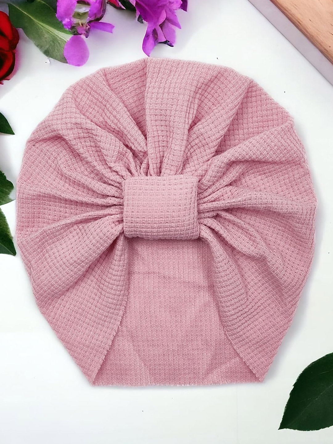 

ANNA CREATIONS Infant Girls Cotton Turban Beanie Cap, Pink