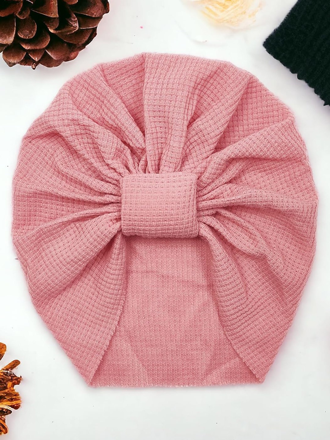 

ANNA CREATIONS Infant Girls Cotton Turban Beanie Cap, Pink