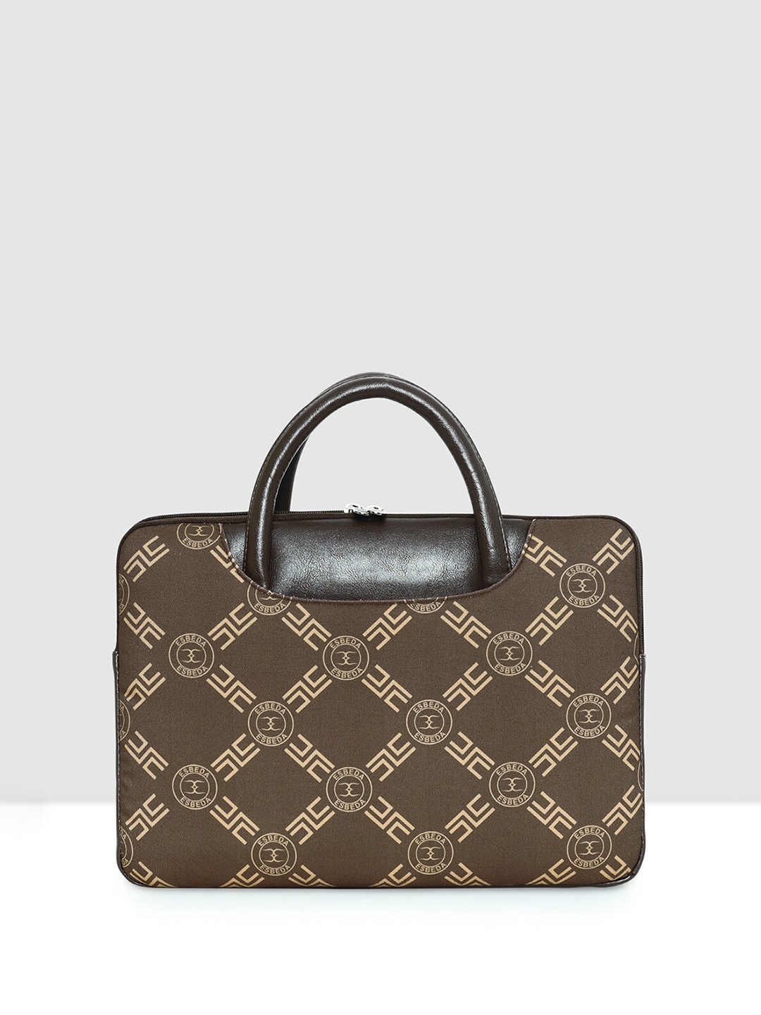 

ESBEDA Unisex Brand Logo Printed Laptop Sleeve Up to 15 inch, Brown