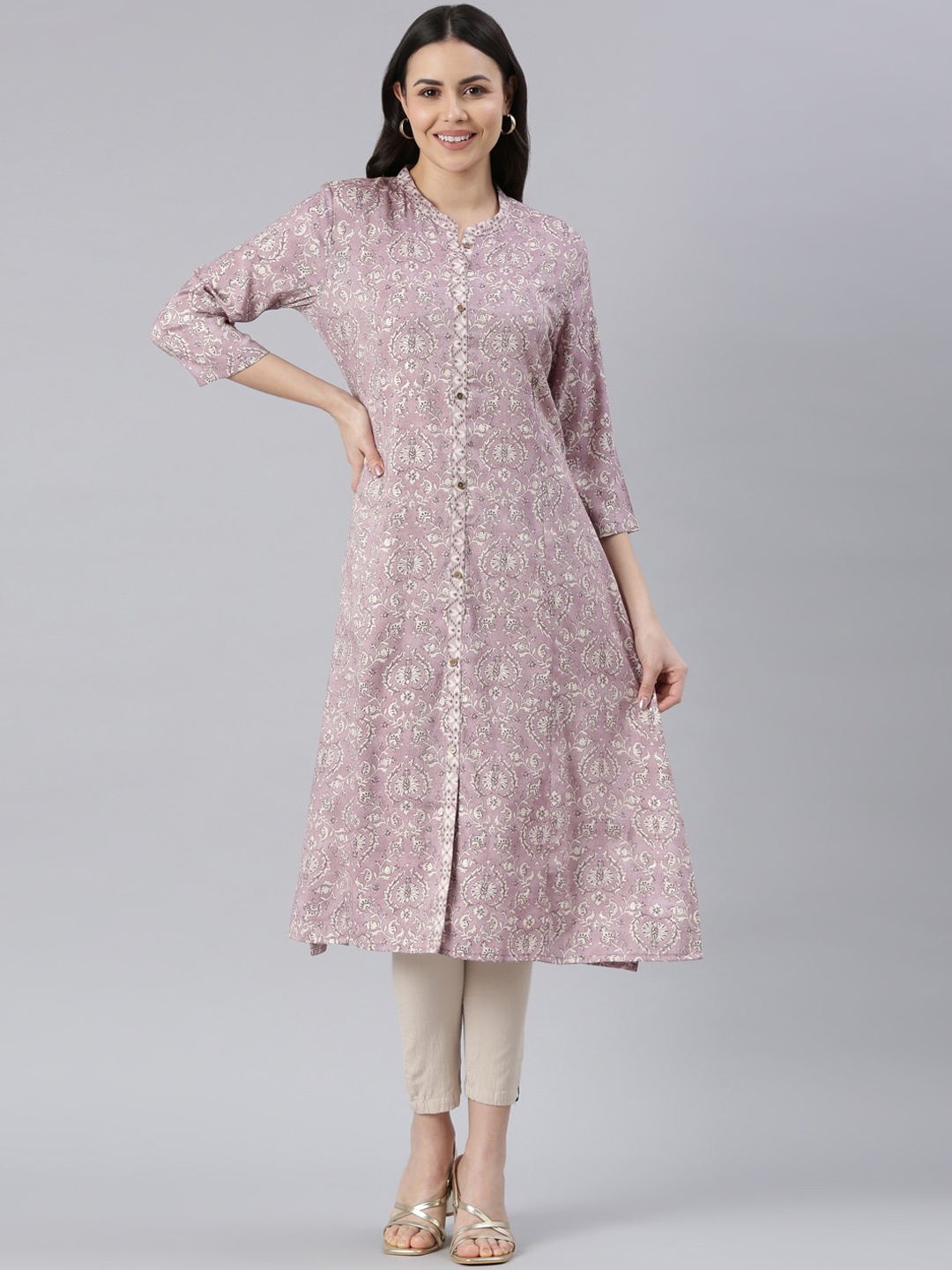 

Samhitas Women Ethnic Motifs Printed Gotta Patti Kurta, Lavender