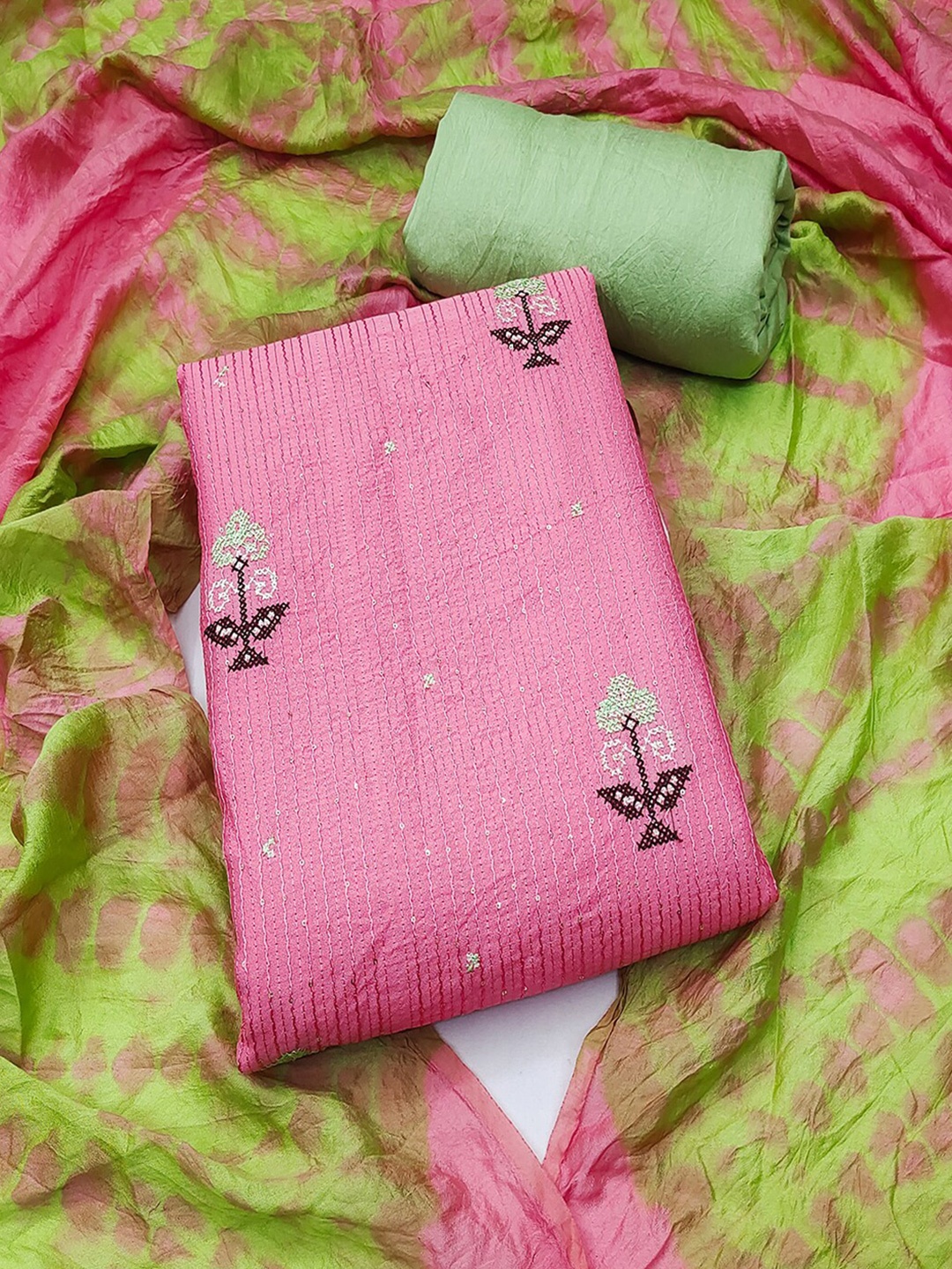 

Lilots Embroidered Unstitched Dress Material, Pink