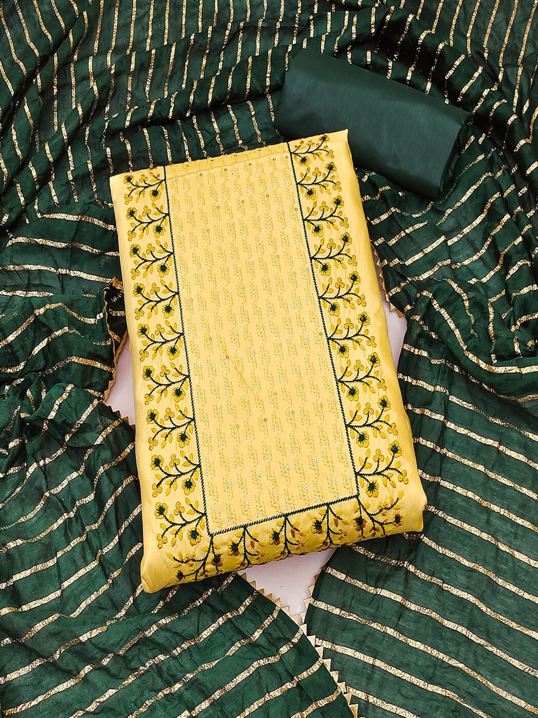 

Lilots Embroidered Unstitched Dress Material, Yellow