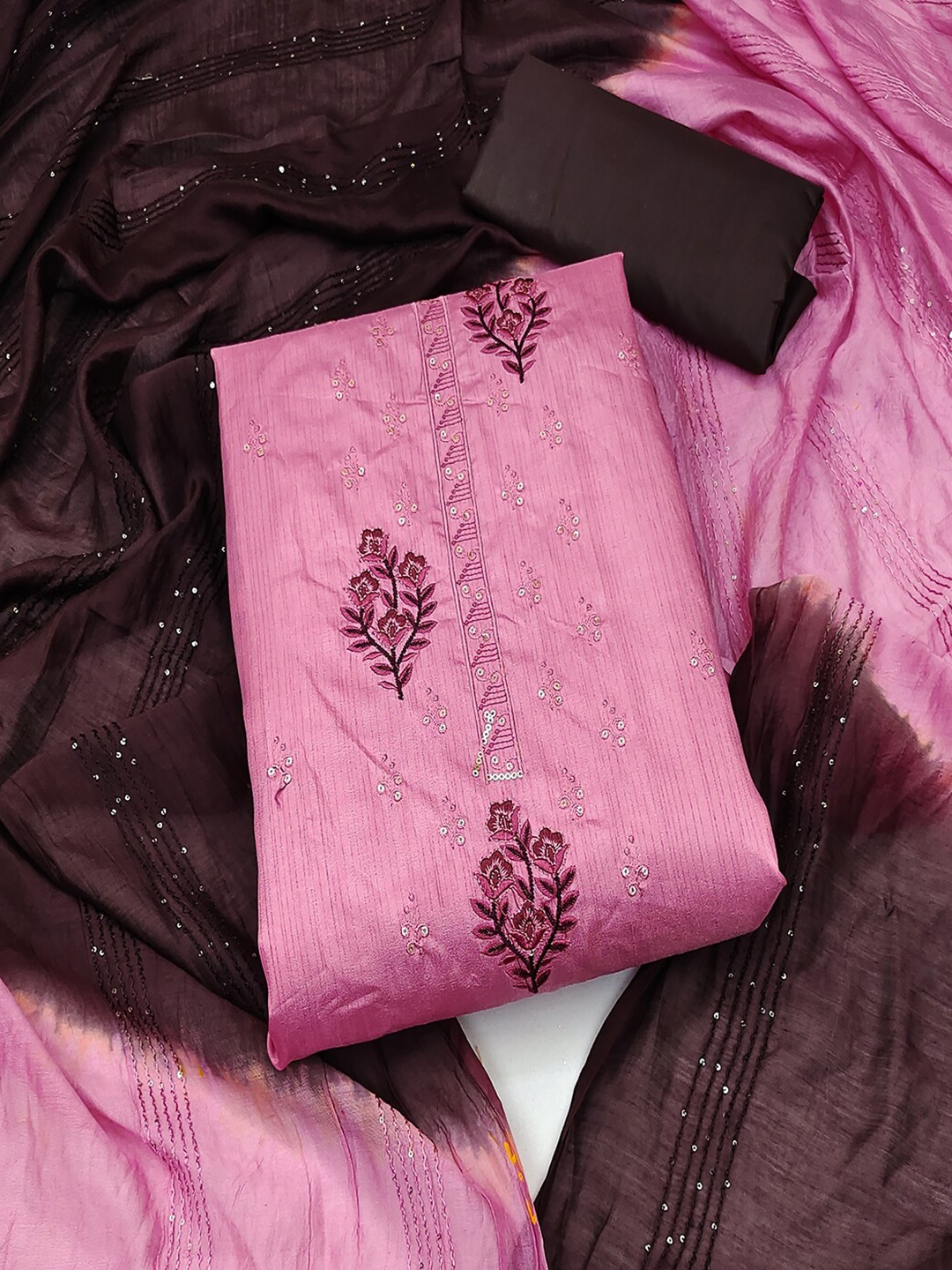 

Lilots Embroidered Unstitched Dress Material, Pink