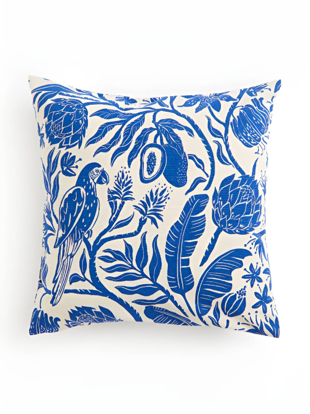 

H&M White & Blue Pure Cotton Patterned Cushion Cover