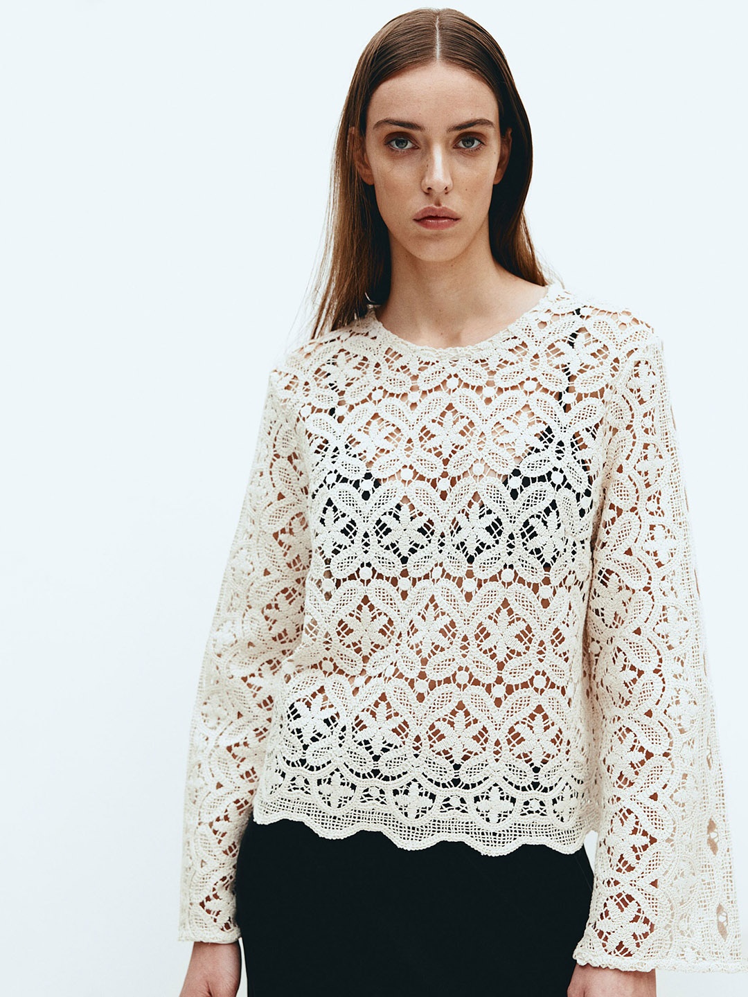 H&M Lace Blouse, White