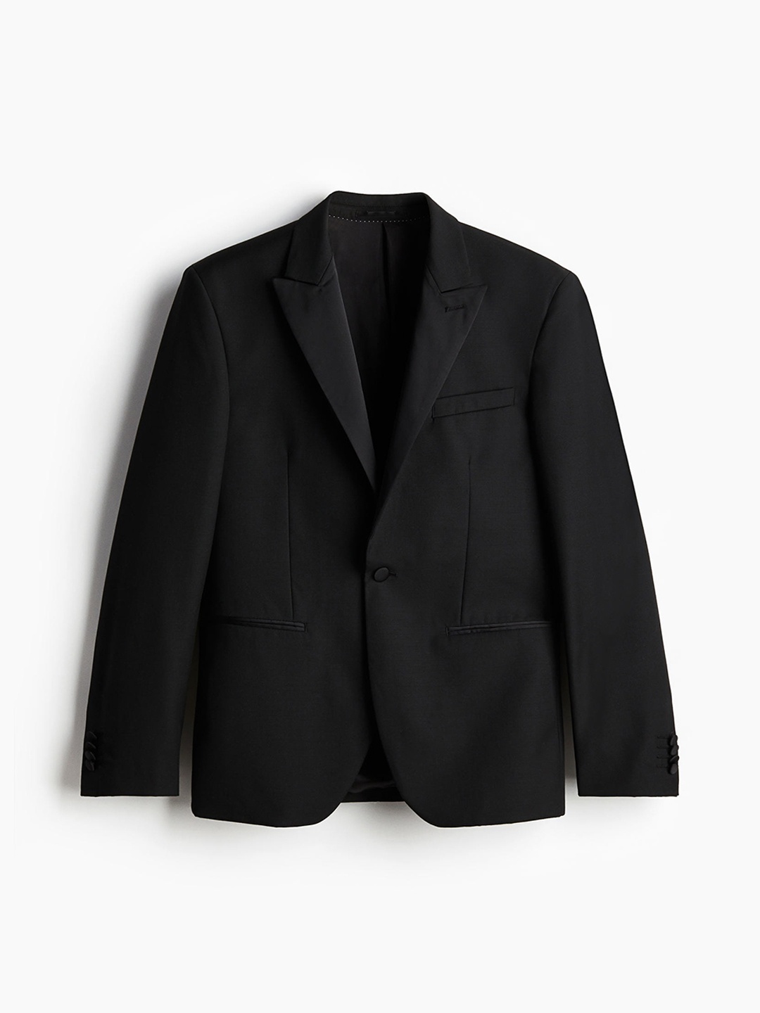 

H&M Men Slim Fit Single-Breasted Tuxedo Jacket, Black
