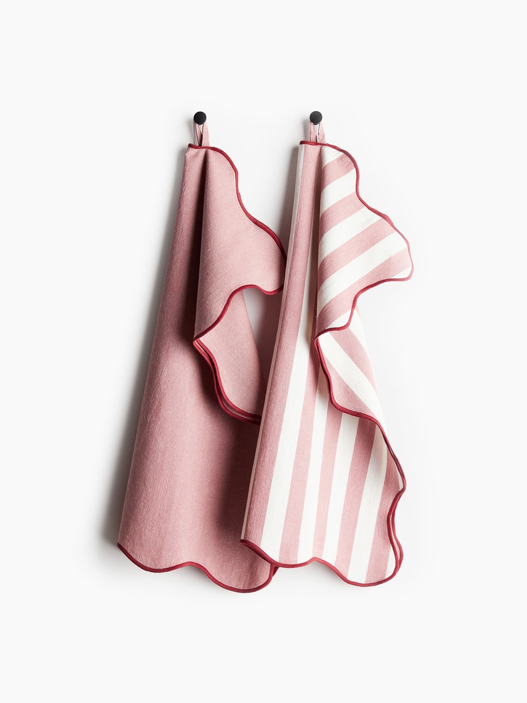 

H&M Pink Cotton 2-Pack Scallop-Edged Tea Towels