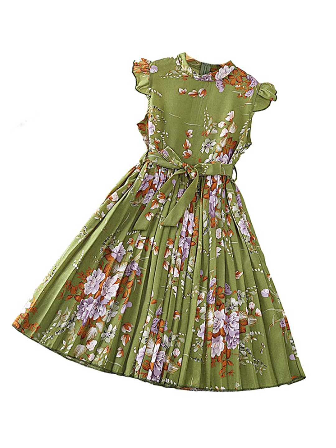 

StyleCast x Revolte Floral Print Short Sleeves Mandarin Collar Maxi Dress, Green