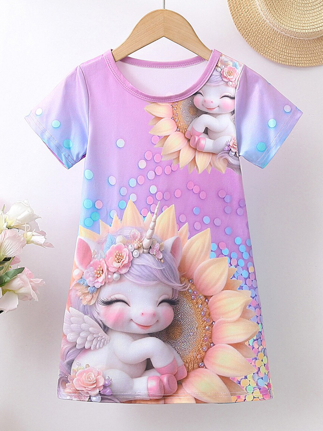 

StyleCast x Revolte Girls Purple & White Graphic Print T-shirt Mini Dress