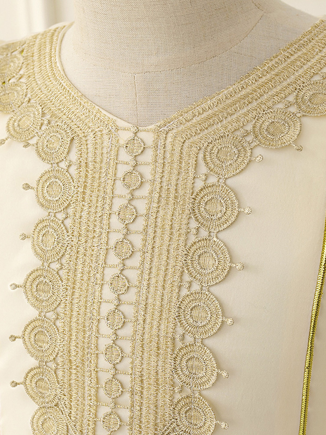 

StyleCast x Revolte Embellished Applique Maxi Dress, Champagne